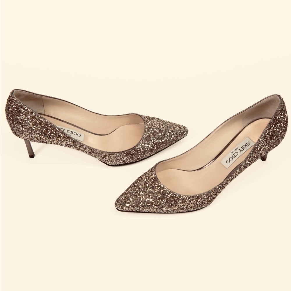 Jimmy Choo Sparkling Heels - Silver Glitter